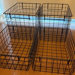 【4個セット】ニトリ ワイヤーバスケット ブラックの画像