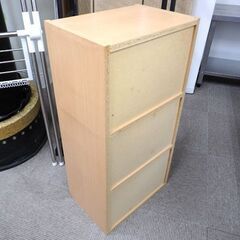 新札幌 / 扉付きカラーボックス 3段 収納家具 ナチュラルカラー 幅43×奥行29.5×高さ87cm / No.3811の画像
