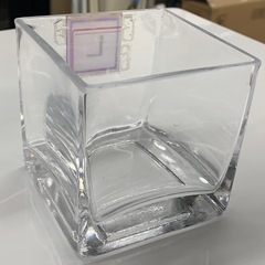 美原店 スクエア型 ガラス フラワーベース キャンドル　インテリアの画像