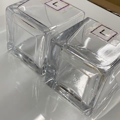 美原店 スクエア型 ガラス フラワーベース キャンドル　インテリアの画像