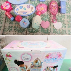 ● クリエイティブヨーコ マザーガーデン 野いちご ティアラドレッサー ブルー オーロラバージョン 猫脚 木製 ハンドメイド品 中古 ①の画像