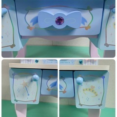 ● クリエイティブヨーコ マザーガーデン 野いちご ティアラドレッサー ブルー オーロラバージョン 猫脚 木製 ハンドメイド品 中古 ①の画像