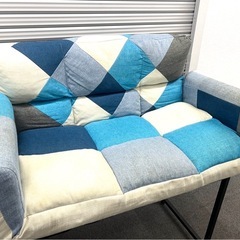 直接または近隣配送限定/格安★マルチカラー　ブルー　ファブリックソファ　2.5人掛けの画像