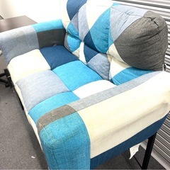 直接または近隣配送限定/格安★マルチカラー　ブルー　ファブリックソファ　2.5人掛けの画像