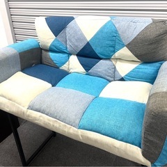 直接または近隣配送限定/格安★マルチカラー　ブルー　ファブリックソファ　2.5人掛けの画像