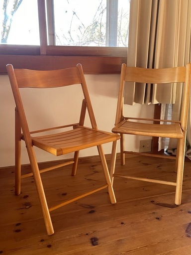 無印良品 廃盤 折りたたみ椅子 木製2脚セット (rainy) 芳賀の椅子