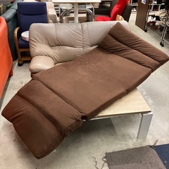 12/25まで店頭商品一部を除き半額クリスマスSALE!!開催中　イ2512-171 ソファ ベッド 1人掛け ブラウン リクライニング キズ汚れ有りの画像