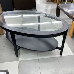 ★リユースのサカイ千葉中央店★  ガラステーブル 黒系 H53×D80×W130 クリーニング済み TC5871の画像