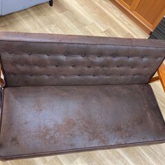 コスパクリエーション 木肘ヴィンテージソファ ブラック×ブラウン Bedfordの画像