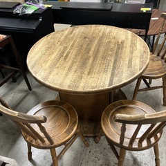 O 2512-487 マルニ木工　リールドラム調　木漏れ日を感じられるダイニングセット　イス三脚付き　キズ汚れ有りの画像