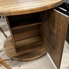 O 2512-487 マルニ木工　リールドラム調　木漏れ日を感じられるダイニングセット　イス三脚付き　キズ汚れ有りの画像