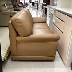 3人掛けソファー ブラウン 総革の画像