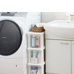 収納チェスト ピットスリムストッカー 3段 ホワイトの画像