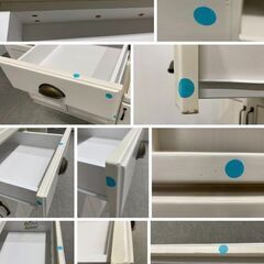 ニトリ キッチンボード ミランダ 幅120 ホワイトウォッシュ フレンチカントリーテイスト 食器棚 レンジ台 中古家具 店頭引取歓迎 R10300の画像