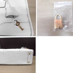 未使用保管品 アクセソワドゥマドモワゼル ハンドバッグ ホワイト Accessoires De Mademoiselle カデナ付 トートバッグ A.D.M.J 苫小牧西店の画像
