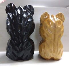 北海道 工芸品 熊ボッコ 2体セット 高さ25.2/21.7cm 木彫りの熊 民芸品 熊 木彫り 北海道土産 木彫 彫刻 札幌市中央区 南12条店の画像