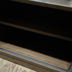 テレビ台📺木目調スライド式❣️ガラス戸付き幅119.7cm奥行き45.1cm高さ42.6cmローボード家具ブラウン茶色の画像