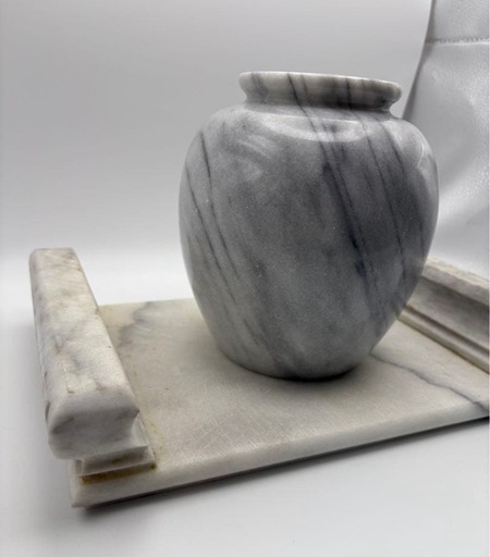 高級大理石 花台 花瓶 ストライプ模様 台座付き (mm) JR五位堂の