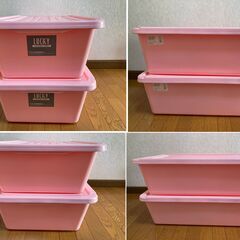 【中古/長期保管品/お引取り限定】■ラッキーコンテナ（L）2個セット■ピンク■Tenma■の画像