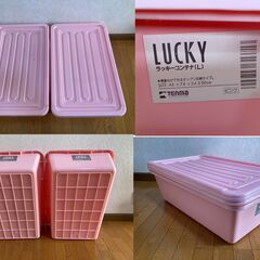 【中古/長期保管品/お引取り限定】■ラッキーコンテナ（L）2個セット■ピンク■Tenma■の画像