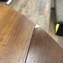 【ジャングルジャングル広陵店】折り畳み昇降丸テーブル　ブラウンの画像