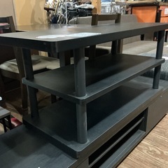 新生活始める方🌸店内10％OFF中✨テレビ台📺3段木製テレビ台ローボードシンプル幅100.2cm奥行き40.3cm高さ44.4cm汚れあり💦黒ブラックの画像