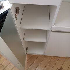 ★ジモティ割あり★  レンジ台 ホワイト H118.5×D39.5×W75 クリーニング済み TK7756の画像