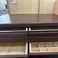 ★リユースのサカイ高崎店★TJ13720 全国家具工業連合会 整理ダンス 茶 H155×D57×W105.5 クリーニング済みの画像