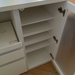 ★ジモティ割あり★  レンジ台 ホワイト H101×D51×W88 クリーニング済み TK7758の画像