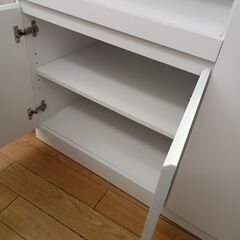 ★ジモティ割あり★  レンジ台 ホワイト H93.5×D45.5×W83 クリーニング済み TK7760の画像