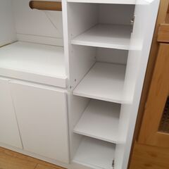 ★ジモティ割あり★  レンジ台 ホワイト H93.5×D45.5×W83 クリーニング済み TK7760の画像