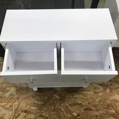 ジャングルジャングル貝塚店　サイドラックトイレラック　ニトリ　白　ホワイト　木　引き出しタイプ　コンパクト　棚　　高さ調節　キャスター付き　中古　貝塚市　二色浜の画像