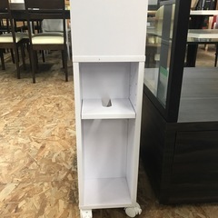 ジャングルジャングル貝塚店　サイドラックトイレラック　ニトリ　白　ホワイト　木　引き出しタイプ　コンパクト　棚　　高さ調節　キャスター付き　中古　貝塚市　二色浜の画像