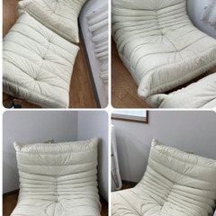 【50周年記念カラー】ligne roset TOGO（リーンロゼ トーゴ）ソファ  ベージュ　パフセットの画像