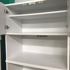 ジャングルジャングル貝塚店　食器棚　白　ホワイト　2枚扉　引き出し　コンセント　高さ調節　調節　中古　貝塚市　二色浜の画像