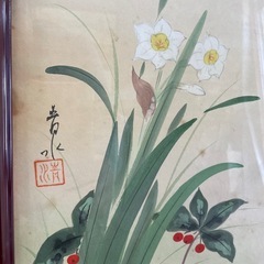 【古民家品】和風の肉筆画４点まとめ売り（額装品）の画像