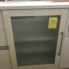 ジャングルジャングル貝塚店　食器棚　ロー　白　ホワイト　木　磨りガラス　引き出し　棚　高さ調節　スライド式　中古　貝塚市　二色浜の画像