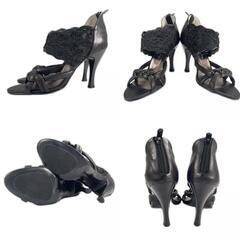 KANEMATSU カネマツ パンプス レザー/レース ブラック レディース 23【古着】【中古】の画像