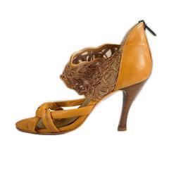 KANEMATSU カネマツ パンプス レザー/レース イエロー レディース 23【古着】【中古】の画像