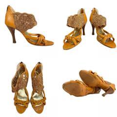 KANEMATSU カネマツ パンプス レザー/レース イエロー レディース 23【古着】【中古】の画像