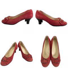 REGAL リーガル パンプス スウェード レッド レディース 23【古着】【中古】の画像