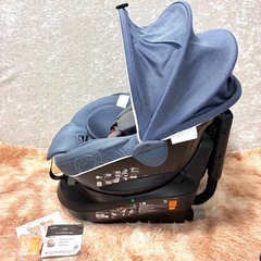 価格相談OK　チャイルドシート　ISOFIX エールベベ　AILEBEBE クルット4 oui2 デニムブルー　説明書有り　ISOFIXカバー＆パット新品に交換済　動作確認済み　アイソフィックスの画像