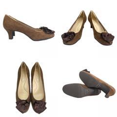 REGAL リーガル リボン パンプス スウェード ブラウン レディース 23【古着】【中古】の画像