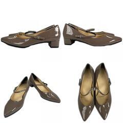 Sparkling キラキラ 無地 パンプス エナメル ブラウン レディース 25【古着】【中古】の画像