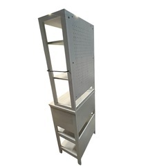 【ジ1219-20】中古美品‼️木製 収納棚／シェルフ 引き出し付き ホワイト系 サイズ約40×62×182(cm)の画像