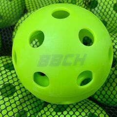 野球 練習 穴あきボール 20個セット メッシュバッグ付き 自宅 室内 部屋 BBCHの画像