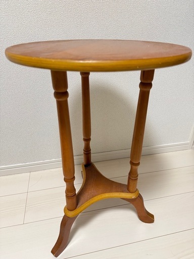 木製 丸型 サイドテーブル／花台（直径40cm・高さ60cm） (zakizaki