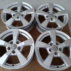 ★美品★VW ポロ【富山】正規代理店 VW オプション 14インチ PCD100 中古４本 VW 車検対応 ポロ インチダウン アウディフォルクス ワーゲンの画像