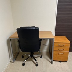 机　パソコンデスク　 椅子　袖机　３点セットの画像