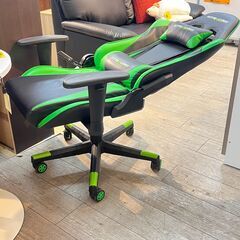 GTレーシング ゲーミングチェア デスクチェア オフィスチェア リクライニング  ブラック×グリーン 黒 GTRACING★買取帝国 志木店の画像